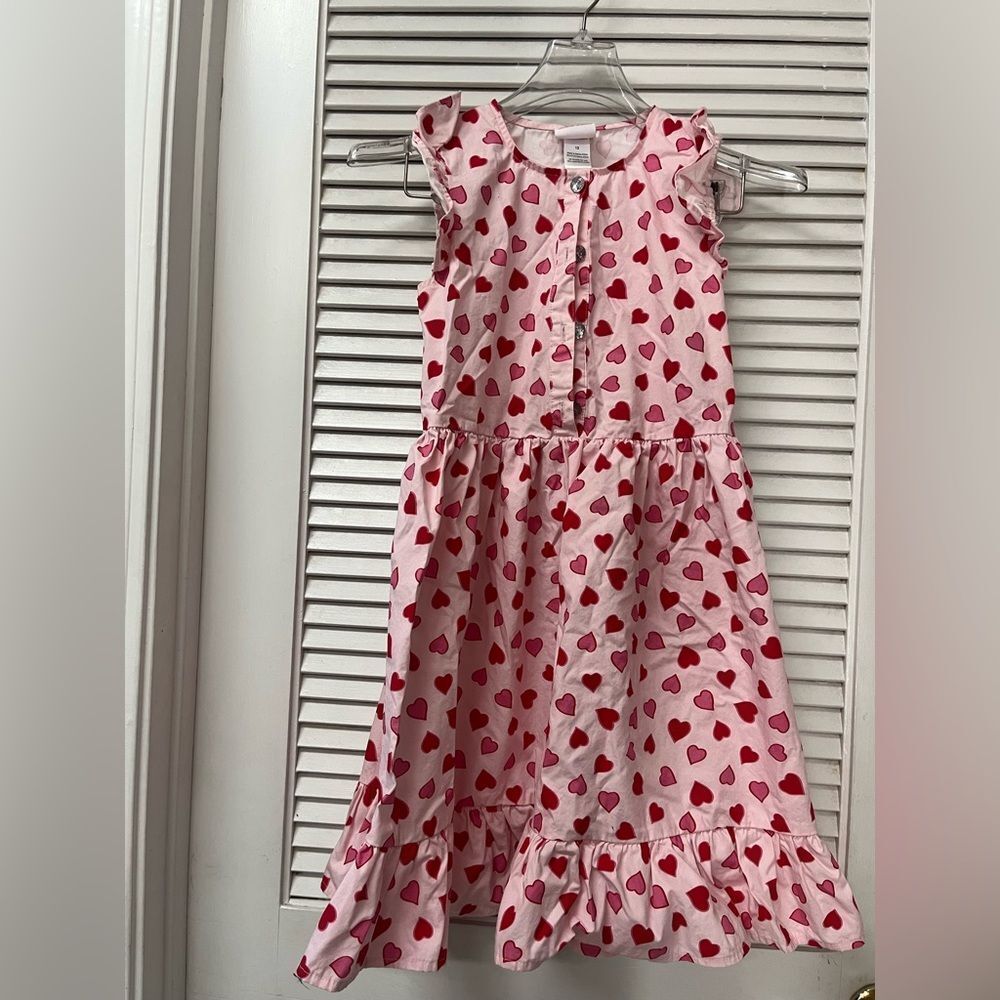 Little Lass Pink Dress with Red Heart Printsz12 kids